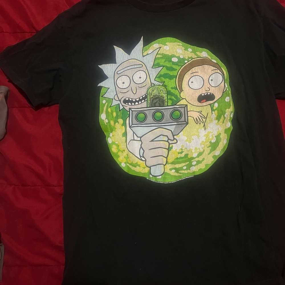 Black Graphic T-Shirt with Cartoon Design